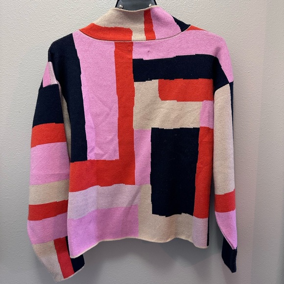 Anthropologie Maeve The Cary’s Pink and Navy color block Sweater. Small. Guc - Picture 2 of 6